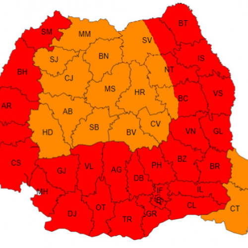 Avertizare de caniculă: Cod roșu și portocaliu în majoritatea regiunilor