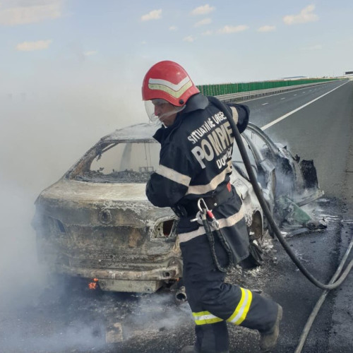 Incendiu pe Autostrada A2, în apropiere de Km 202