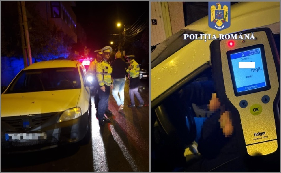 Bărbat beat criță și fără permis auto, prins în creierii nopții la volanul unui autoturism pe o stradă din Murfatlar