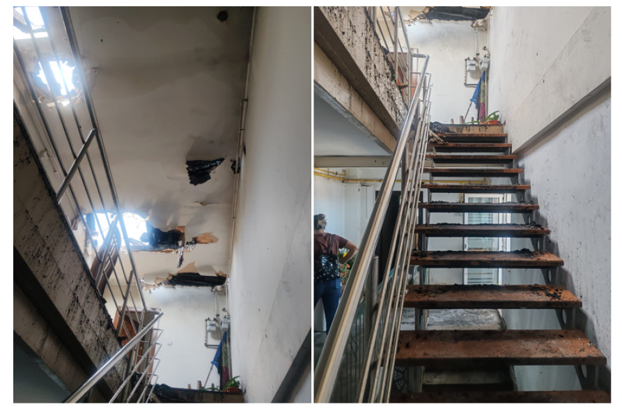 FOTO Imagini noi: Ce a rămas după incendiul care a distrus complet mansardele blocului de pe strada Soveja. Au fost afectate și apartamentele de la etajele inferioareinferioare