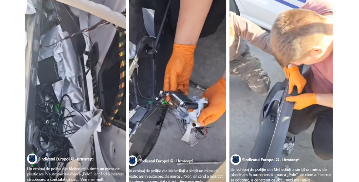 Aparatură improvizată în mașina polițiștilor din Mehedinți a provocat scurtcircuit
