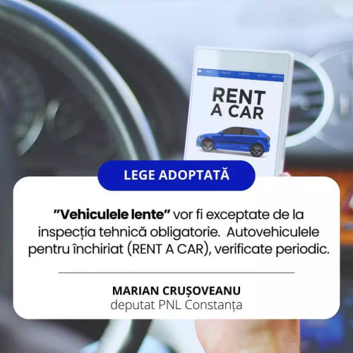 ITP-ul pentru vehiculele lente și activitatea de închirieri mașini, modificată în urma votului Parlamentului