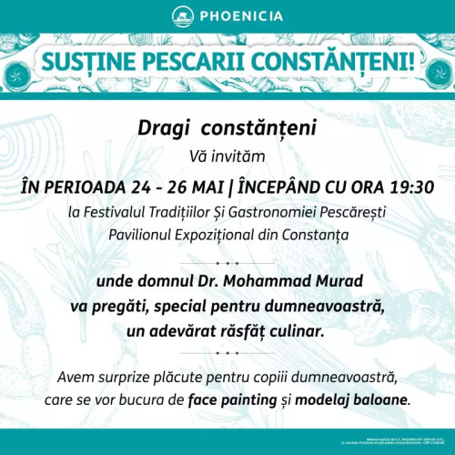 Gătitul lui Mohammad Murad este un adevărat răsfăț culinar! Copiii vor primi și activități distractive. Vă așteptăm să gustați specialitățile! Constanța 100%, pentru informații și știri proaspete!